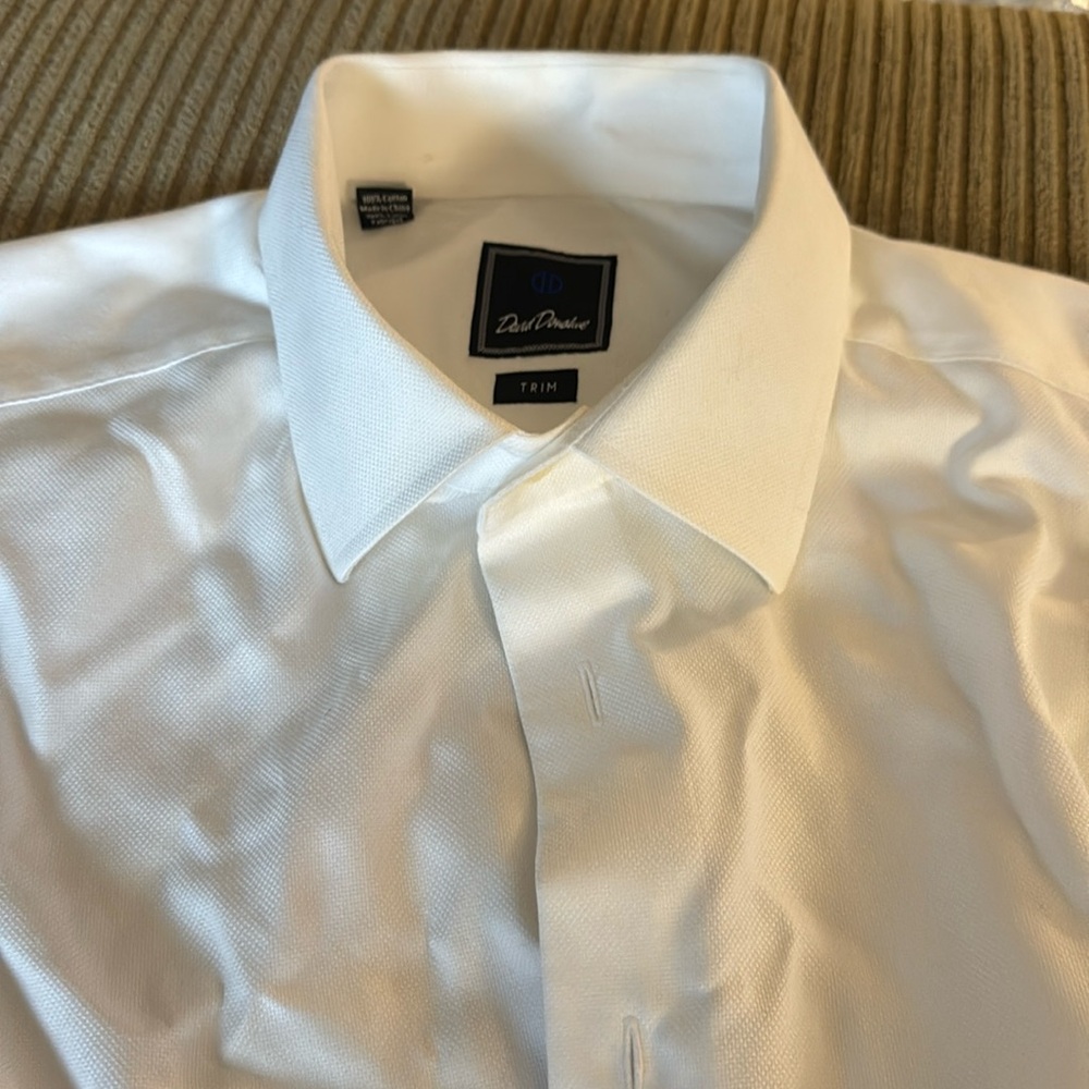 Men’s David Donahue white dress shirt 17 1/2 x 34/35
